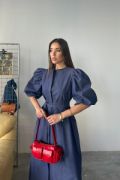 TENCEL KARPUZ KOL ELBİSE - İndigo resmi